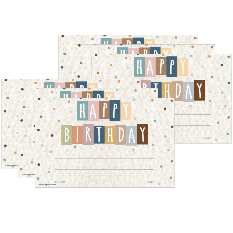 TEACHER CREATED RESOURCES - Everyone is Welcome Happy Birthday Awards, 30 Per Pack, 6 Packs