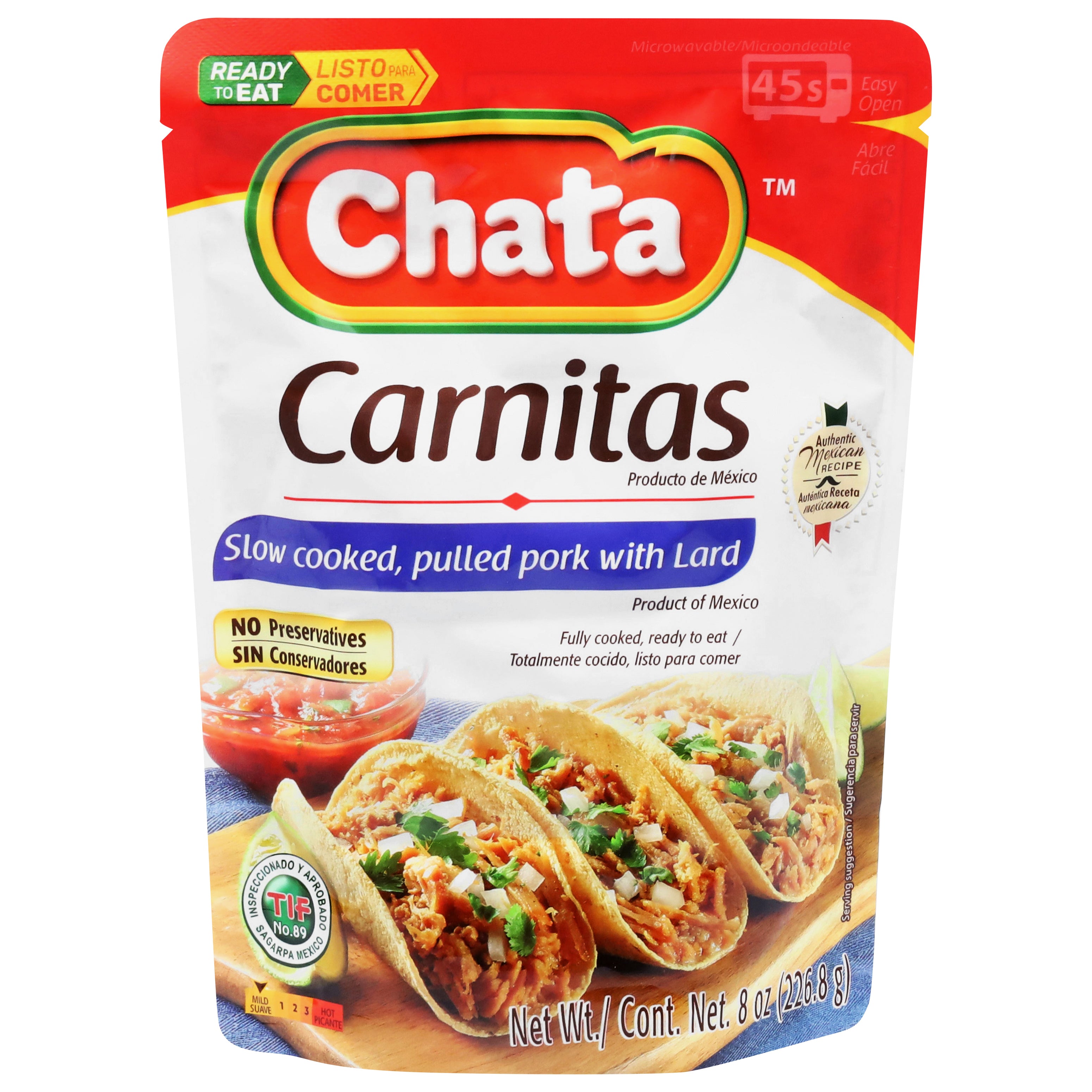 Chata Mild Carnitas 8 oz - Case of 12