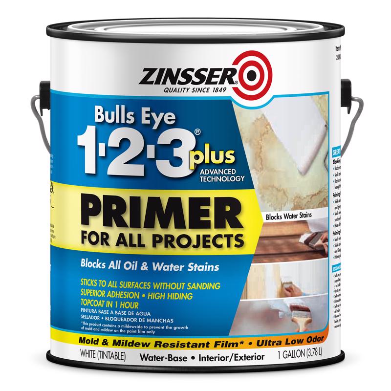 ZINSSER - Zinsser Bulls Eye 123 Plus White Water-Based Acrylic Primer 1 gal - Case of 2