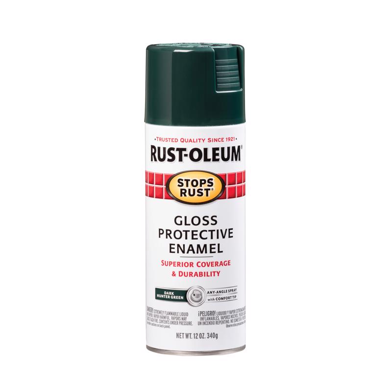 RUST-OLEUM - Rust-Oleum Stops Rust Gloss Dark Hunter Green Spray Paint 12 oz