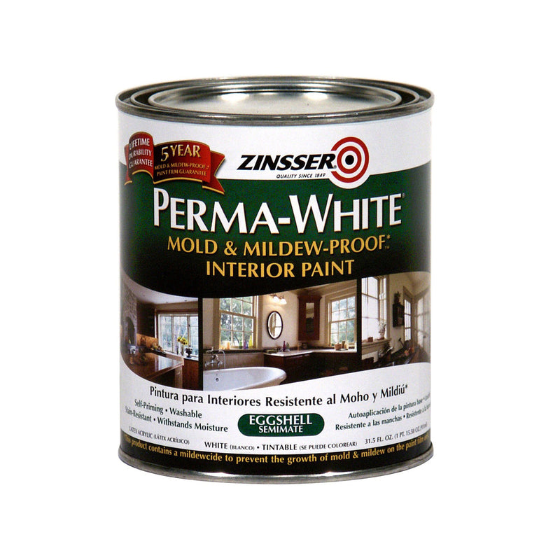 ZINSSER - Zinsser Perma-White Eggshell White Water-Based Mold and Mildew-Proof Paint Interior 1 qt