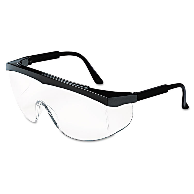 MCR Safety - Stratos Safety Glasses, Black Frame, Clear Lens, 12/Box