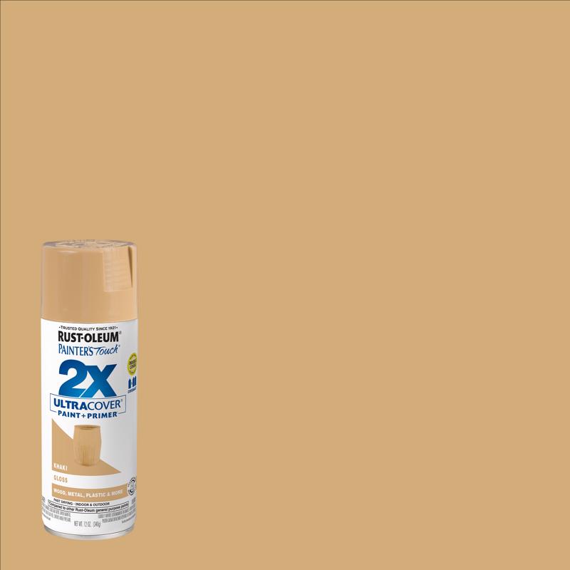 RUST-OLEUM - Rust-Oleum Painter's Touch 2X Ultra Cover Gloss Khaki Paint+Primer Spray Paint 12 oz