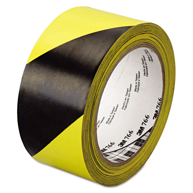 3M - 766 Hazard Marking Vinyl Tape, 2" x 36 yds, Black/Yellow