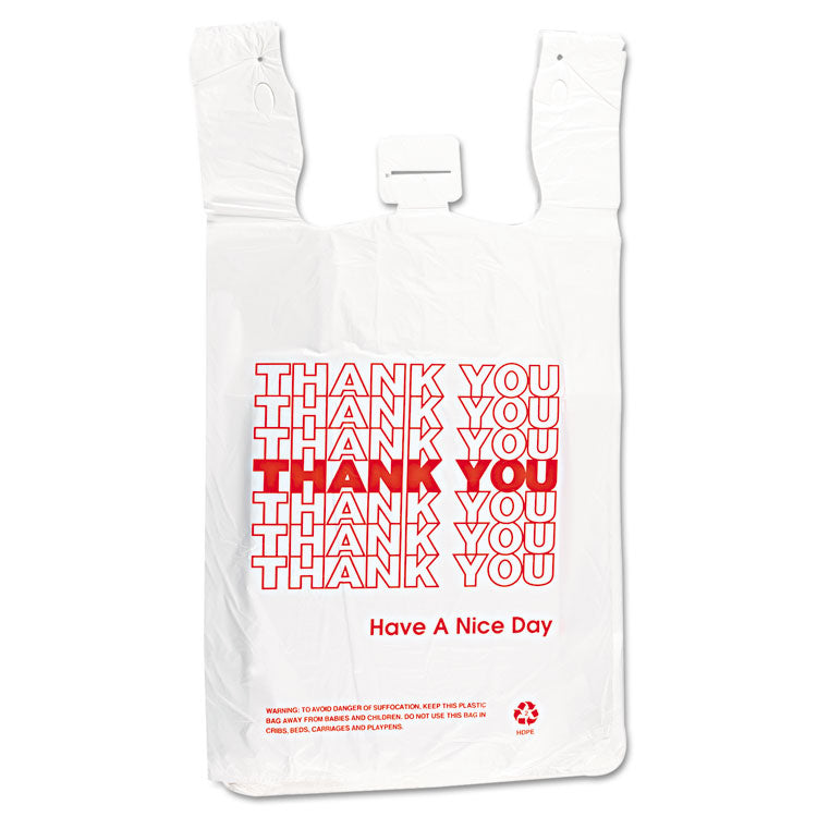 Inteplast Group - HDPE T-Shirt Bags, 14 microns, 12" x 23", White, 500/Carton