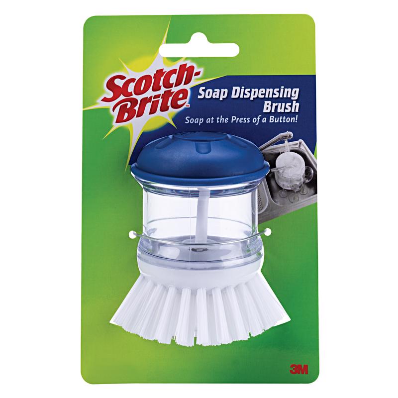 3M - Scotch-Brite 4 in. W Medium Bristle Plastic Handle Soap Dispenser Dish Brush