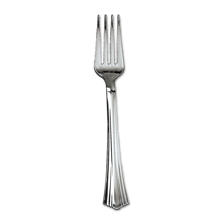 WNA - Heavyweight Plastic Forks, Reflections Design, Silver, 600/Carton