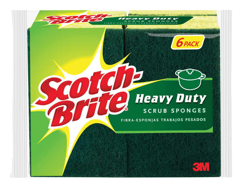 SCOTCH-BRITE - Scotch-Brite Heavy Duty Scrubber Sponge For Pots and Pans 4.5 in. L 6 pk - Case of 6