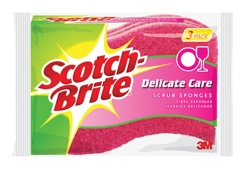 3M - Scotch-Brite Delicate, Light Duty Sponge For Multi-Purpose 4.4 in. L 3 pk - Case of 8