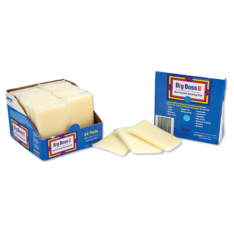 Big Boss II - Non-Scratch Scouring Pads, 3.5 x 5.5, Yellow, 24/Carton
