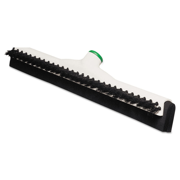 Unger - Sanitary Brush with Squeegee, Black Polypropylene Bristles, 18" Brush, Moss Plastic Handle