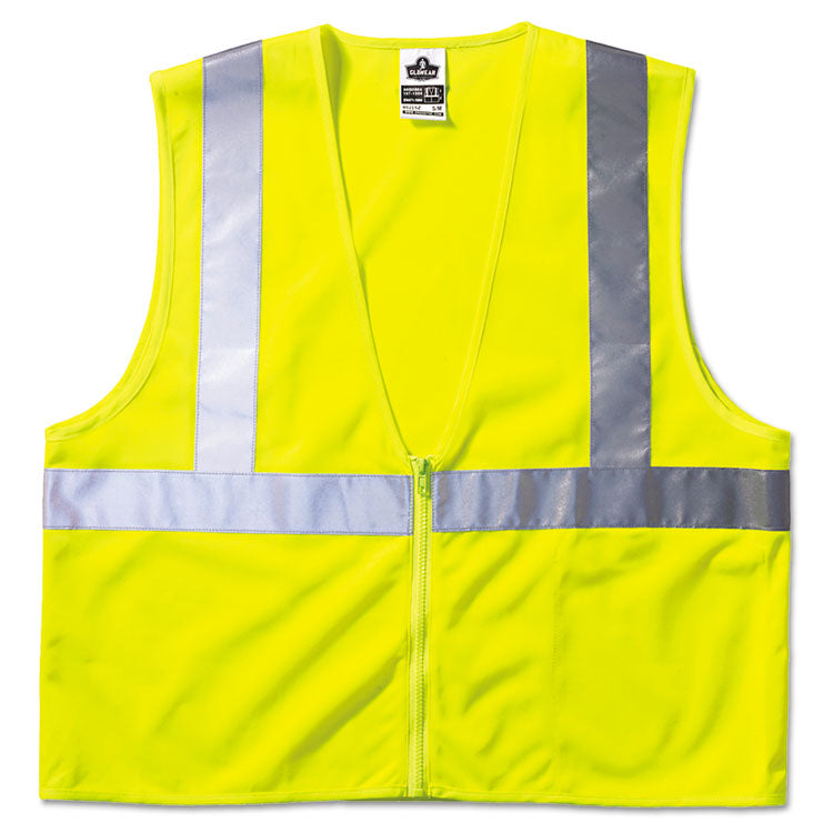 ergodyne - GloWear 8210Z Class 2 Economy Vest, Polyester Mesh, Large to X-Large, Lime