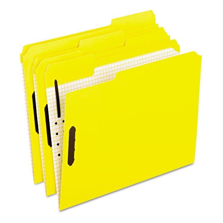 Pendaflex - Colored Classification Folders with Embossed Fasteners, 2 Fasteners, Letter Size, Yellow Exterior, 50/Box