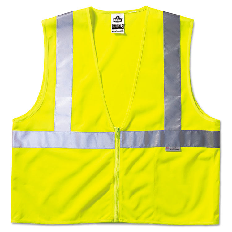 ergodyne - GloWear Class 2 Standard Vest, Mesh, Zip, Large to X-Large, Lime