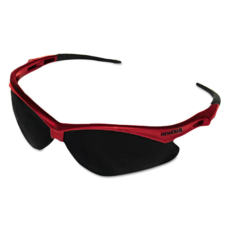 KleenGuard - Nemesis Safety Glasses, Red Frame, Smoke Lens