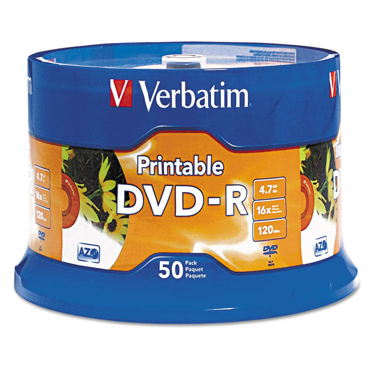 Verbatim - DVD-R Recordable Disc, 4.7 GB, 16x, Spindle, White, 50/Pack