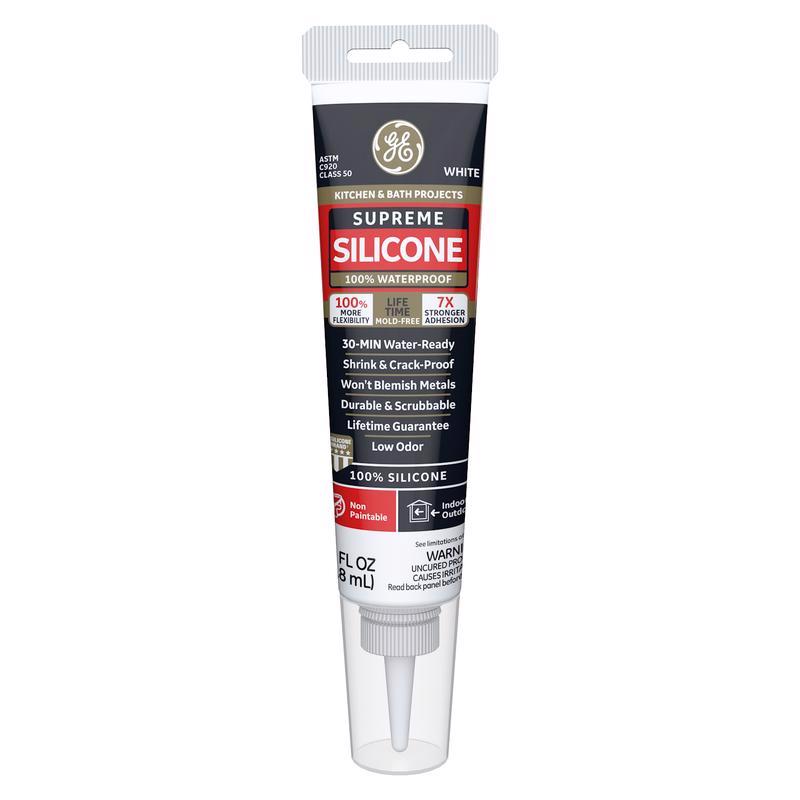 GE - GE Supreme White Supreme Silicone Kitchen and Bath Caulk Sealant 2.8 oz - Case of 12