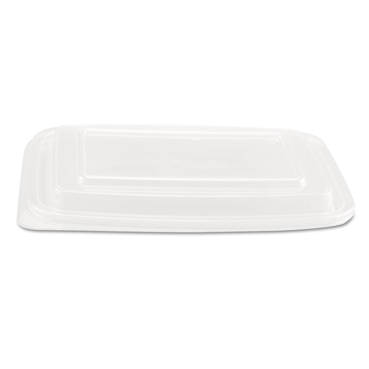 Genpak - Microwave Safe Container Lid, Fits 24-32 oz, Rectangular, Clear, Plastic, 75/Bag, 4 Bags/Carton