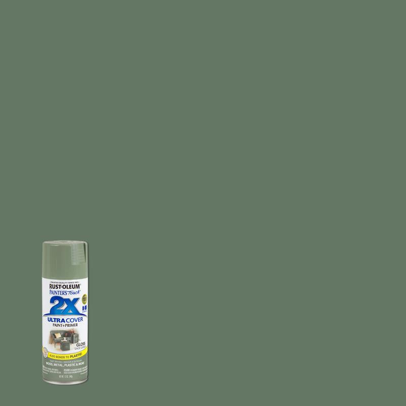 RUST-OLEUM - Rust-Oleum Painter's Touch 2X Ultra Cover Gloss Sage Green Paint+Primer Spray Paint 12 oz