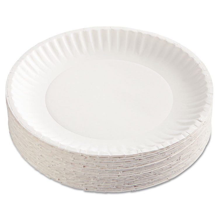 AJM Packaging Corporation - Paper Plates, 9" dia, White, 100/Pack, 12 Packs/Carton