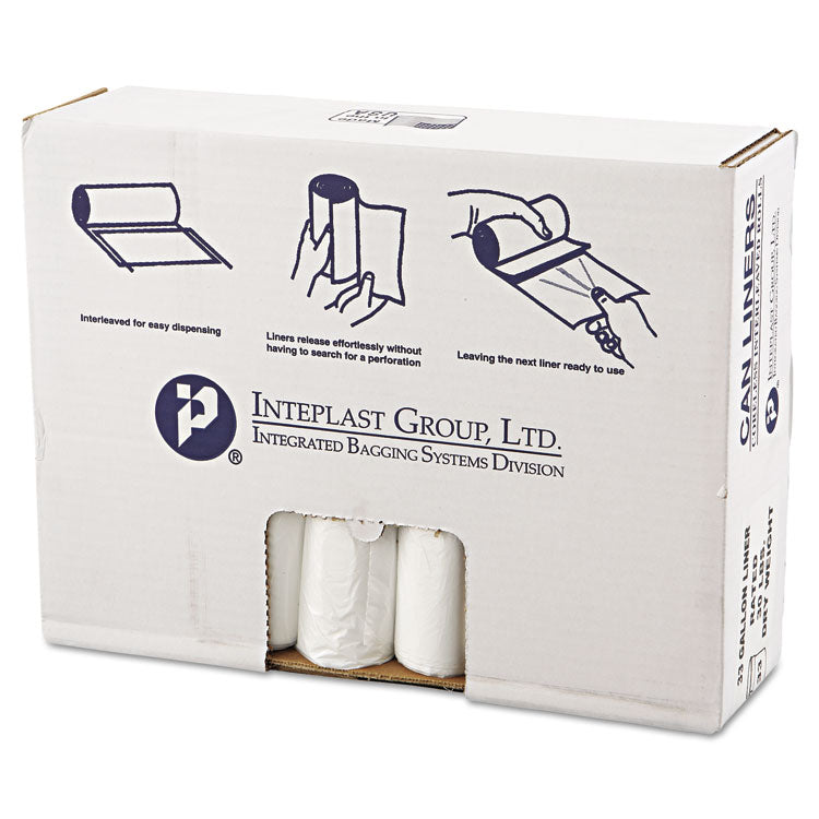 Inteplast Group - High-Density Commercial Can Liners Value Pack, 33 gal, 10 microns, 33" x 39", Clear, 500/Carton