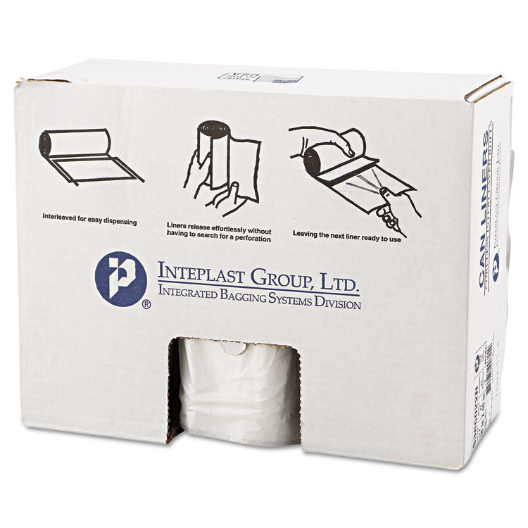 Inteplast Group - High-Density Interleaved Commercial Can Liners, 60 gal, 22 microns, 38" x 60", Clear, 150/Carton