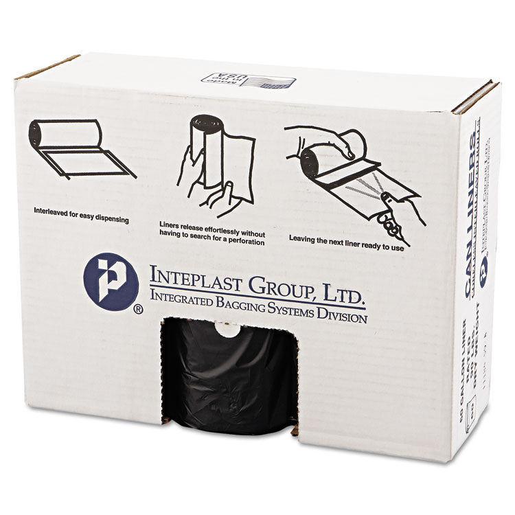 Inteplast Group - High-Density Commercial Can Liners Value Pack, 60 gal, 19 microns, 38" x 58", Black, 150/Carton