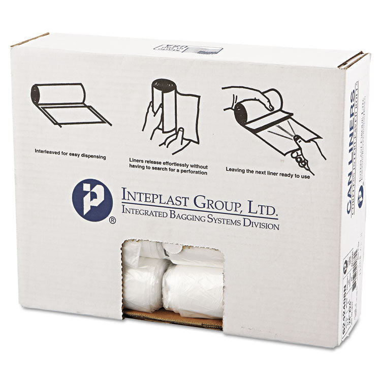 Inteplast Group - High-Density Commercial Can Liners, 10 gal, 8 microns, 24" x 24", Natural, 1,000/Carton