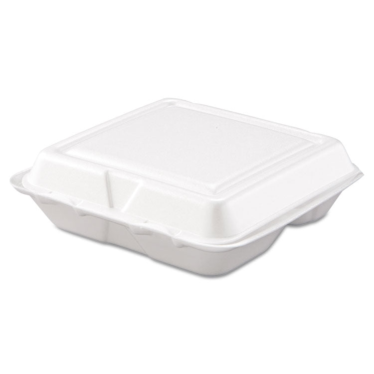 Dart - Foam Hinged Lid Containers, 3-Compartment, 7.5 x 8 x 2.3, White, 200/Carton