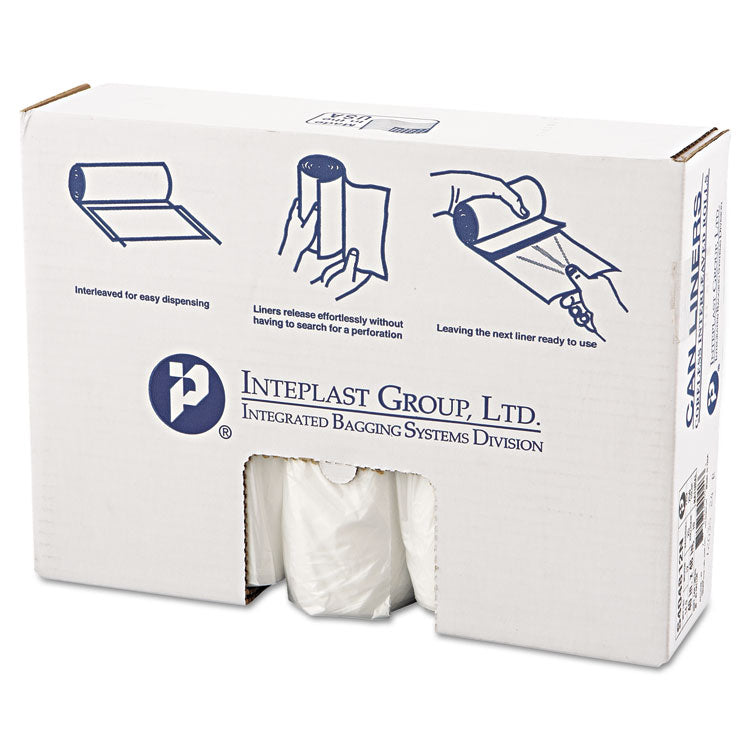 Inteplast Group - High-Density Interleaved Commercial Can Liners, 45 gal, 12 microns, 40" x 48", Clear, 250/Carton