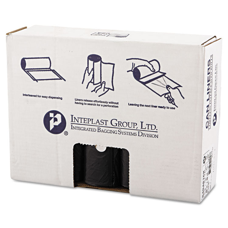 Inteplast Group - High-Density Interleaved Commercial Can Liners, 45 gal, 16 microns, 40" x 48", Black, 250/Carton