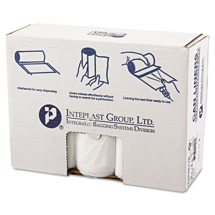 Inteplast Group - High-Density Interleaved Commercial Can Liners, 45 gal, 17 microns, 40" x 48", Clear, 250/Carton