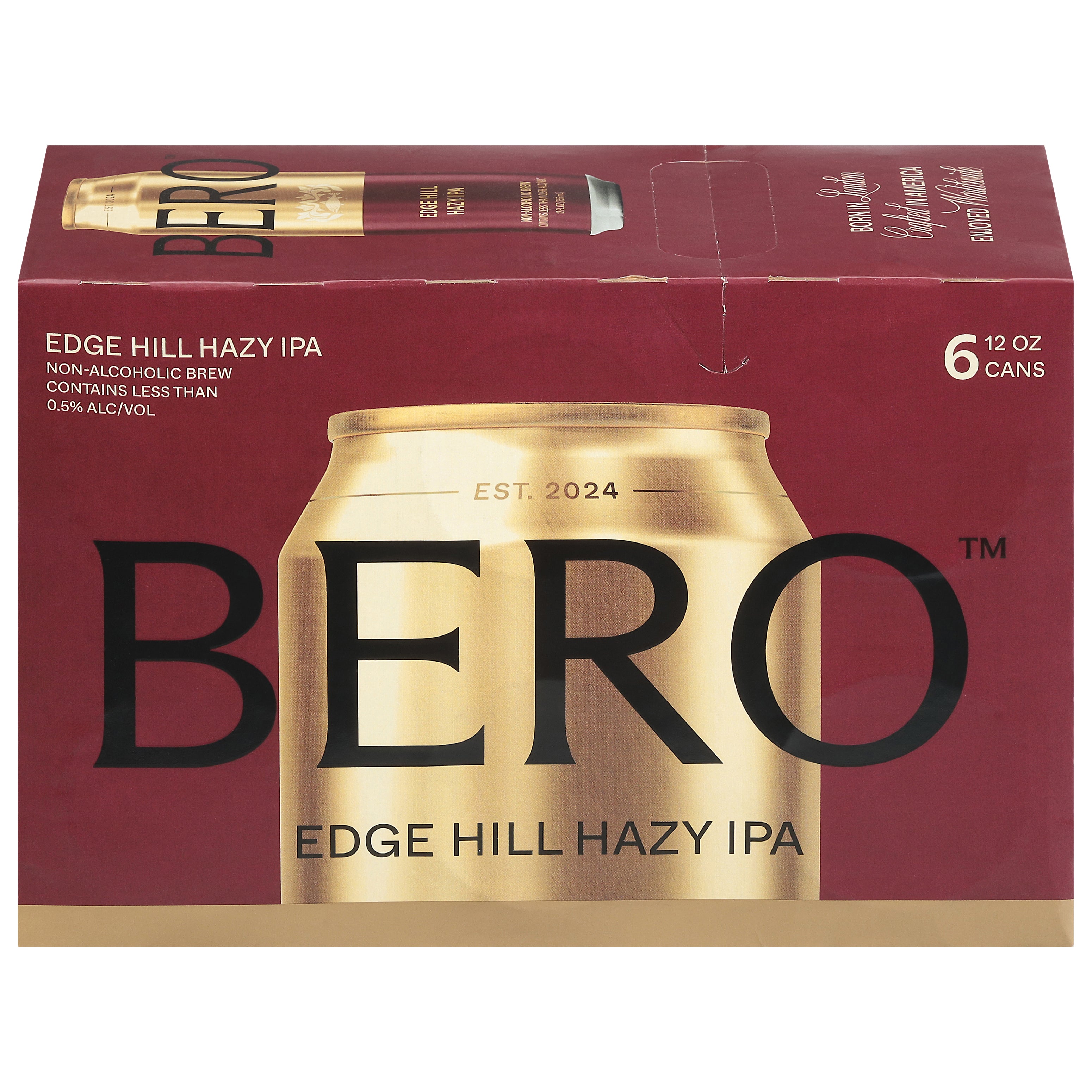 Bero Edge Hill Hazy IPA Beer 6 - 12 oz Cans - Case of 4