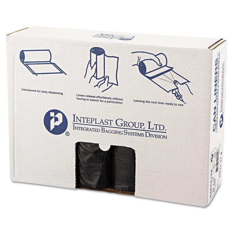 Inteplast Group - High-Density Interleaved Commercial Can Liners, 45 gal, 12 microns, 40" x 48", Black, 250/Carton