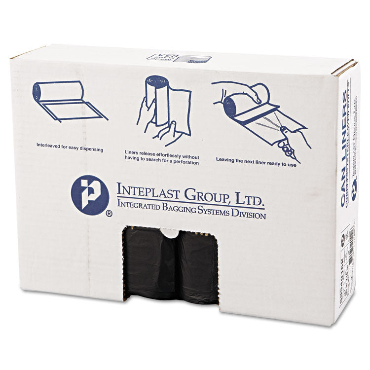 Inteplast Group - High-Density Interleaved Commercial Can Liners, 33 gal, 16 microns, 33" x 40", Black, 250/Carton