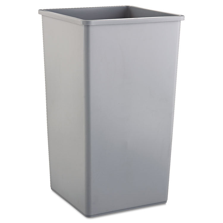 Rubbermaid Commercial - Untouchable Square Waste Receptacle, 50 gal, Plastic, Gray