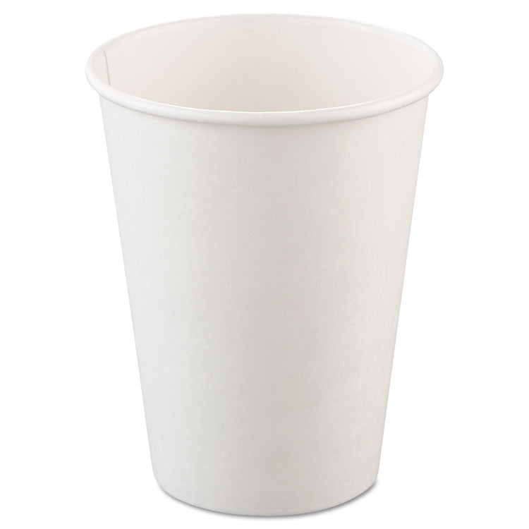 Dart - Single-Sided Poly Paper Hot Cups, 12 oz, White, 50/Bag, 20 Bags/Carton