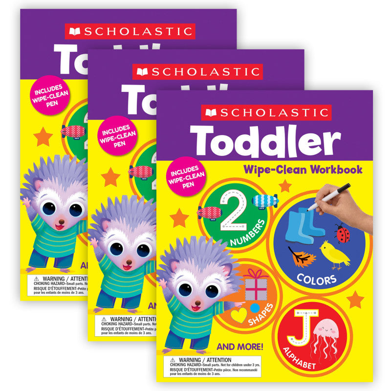 SCHOLASTIC TEACHING SOLUTIONS - Toddler Wipe Clean Workbook, Pack of 3