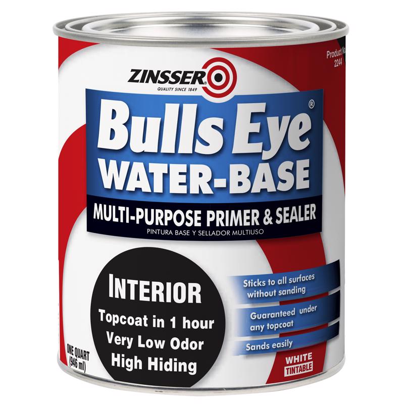 ZINSSER - Zinsser Bulls Eye White Flat Water-Based Acrylic Primer and Sealer 1 qt - Case of 6