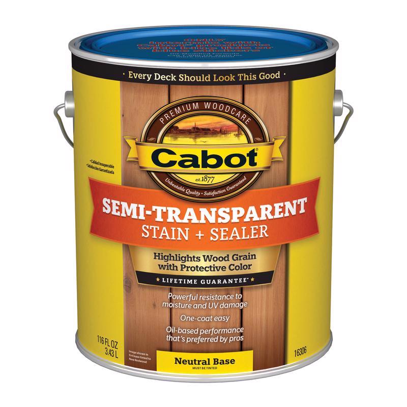 CABOT - Cabot Semi-Transparent Low VOC Semi-Transparent Tintable Neutral Base Stain and Sealer 1 gal - Case of 4