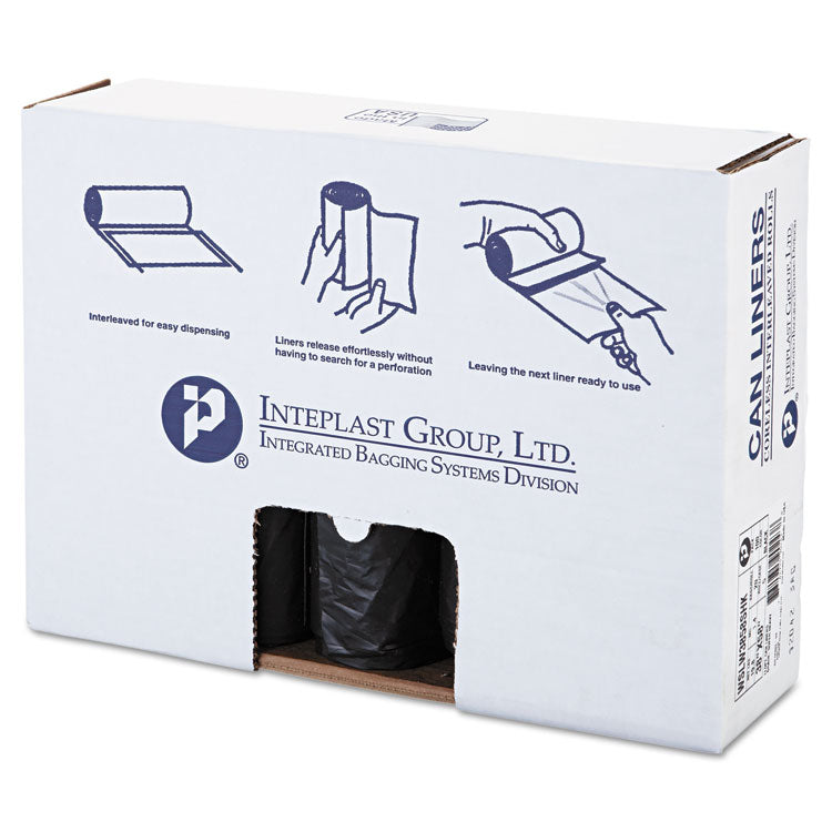 Inteplast Group - Low-Density Commercial Can Liners, 60 gal, 1.4 mil, 38" x 58", Black, 100/Carton