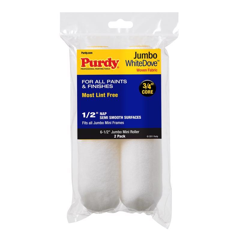 PURDY - Purdy White Dove Woven Fabric 6.5 in. W X 1/2 in. Jumbo Mini Paint Roller Cover 2 pk