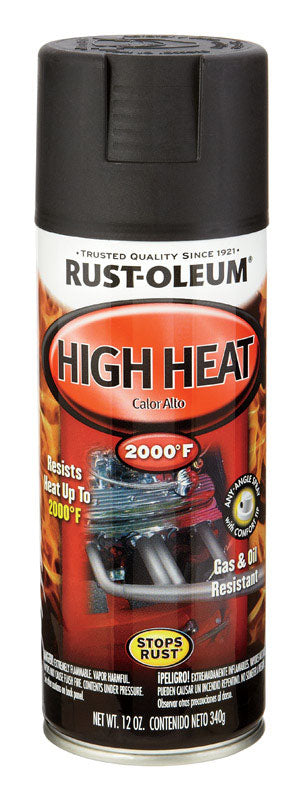 RUST-OLEUM - Rust-Oleum Automotive Flat Black High Heat Spray Paint 12 oz - Case of 6