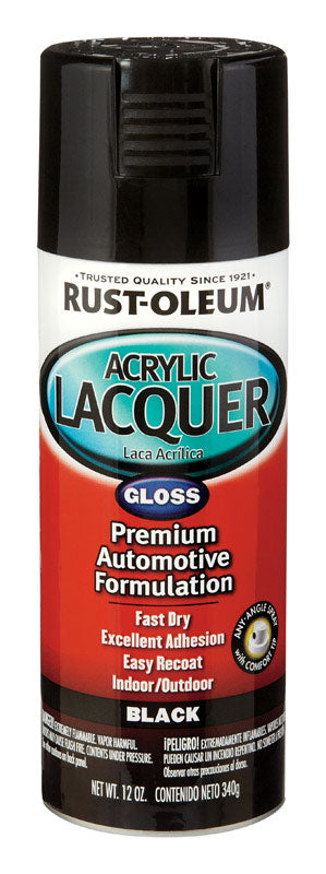 RUST-OLEUM - Rust-Oleum Automotive Lacquer Gloss Black Automotive Acrylic Lacquer Spray 12 oz