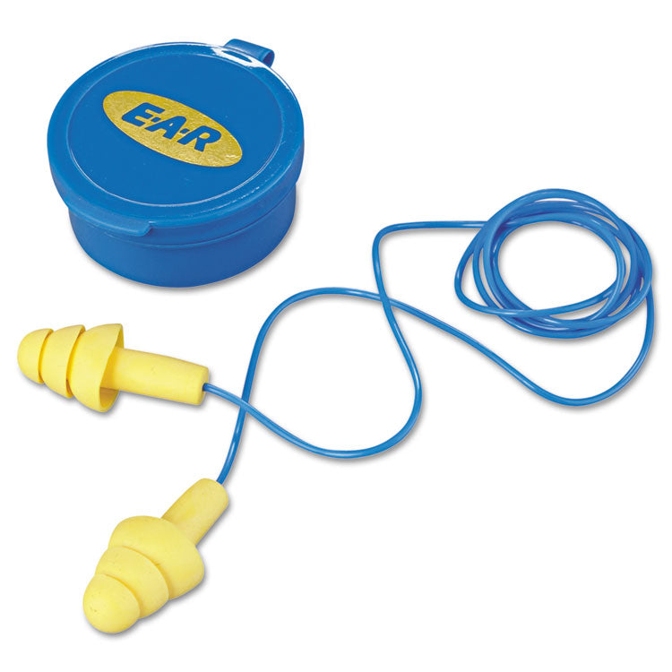 3M - E-A-R UltraFit Multi-Use Earplugs, Corded, 25NRR, Yellow/Blue, 50 Pairs