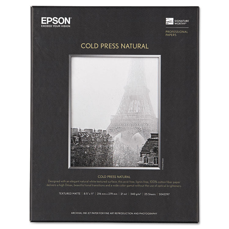 Epson - Cold Press Fine Art Paper, 19 mil, 8.5 x 11, Textured Matte Natural, 25/Pack