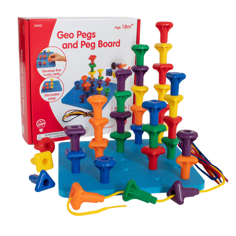 EDXEDUCATION - Stacking Shape Pegs & Pegboard Set