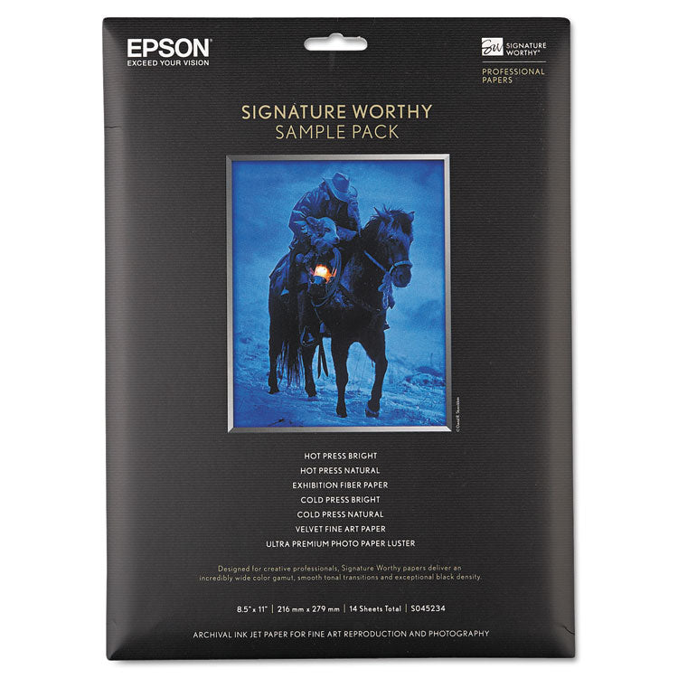 Epson - Signature Worthy Paper Sample Pack, 8.5 x 11, Assorted White, 14/Pack