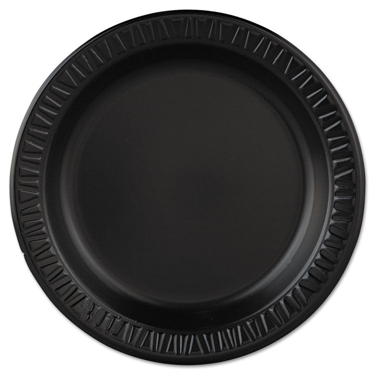 Dart - Quiet Classic Laminated Foam Dinnerware, Plate, 9" dia, Black, 125/Pack, 4 Packs/Carton