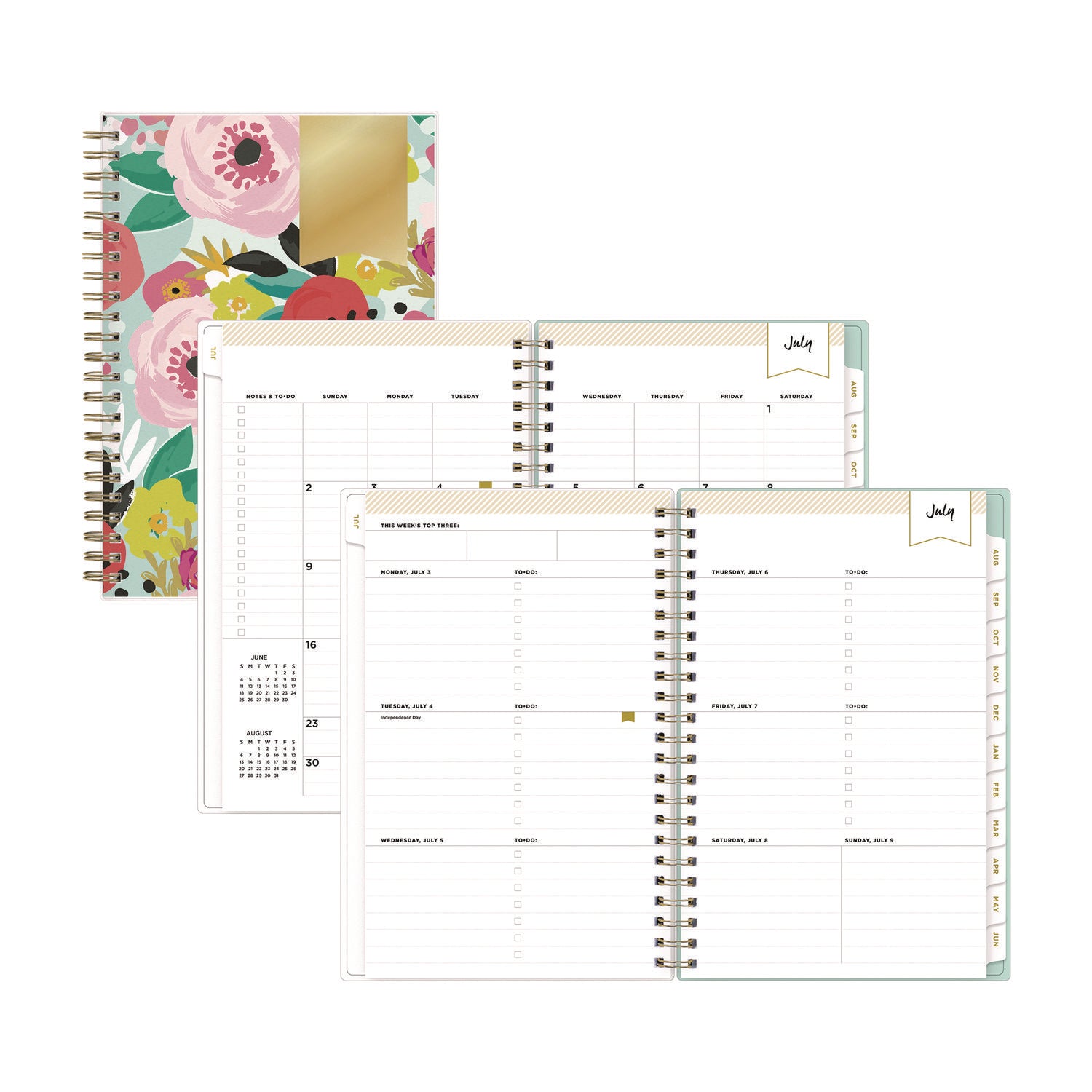 Day Designer "Secret Garden Mint" Academic Year Weekly/Monthly Notes Planner, 8 x 5, 12-Month (July to June): 2025-2026